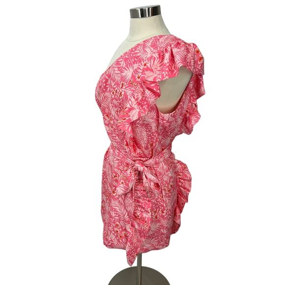 LOVERS + FRIENDS Seana Tropical Pink One Should Ruffle Dress SZ XL - Picture 5 of 13